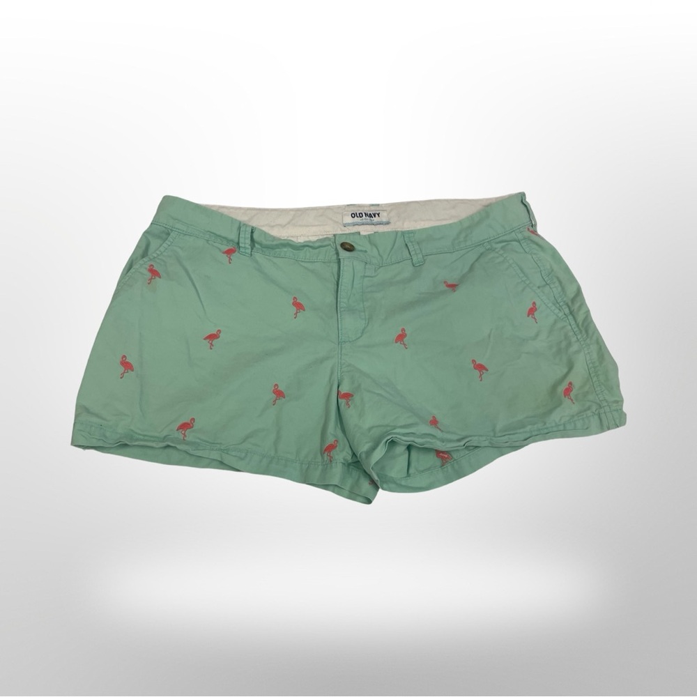 Old Navy Women's Mint‎ Shorts with Pink Flamingo Design Sz 14